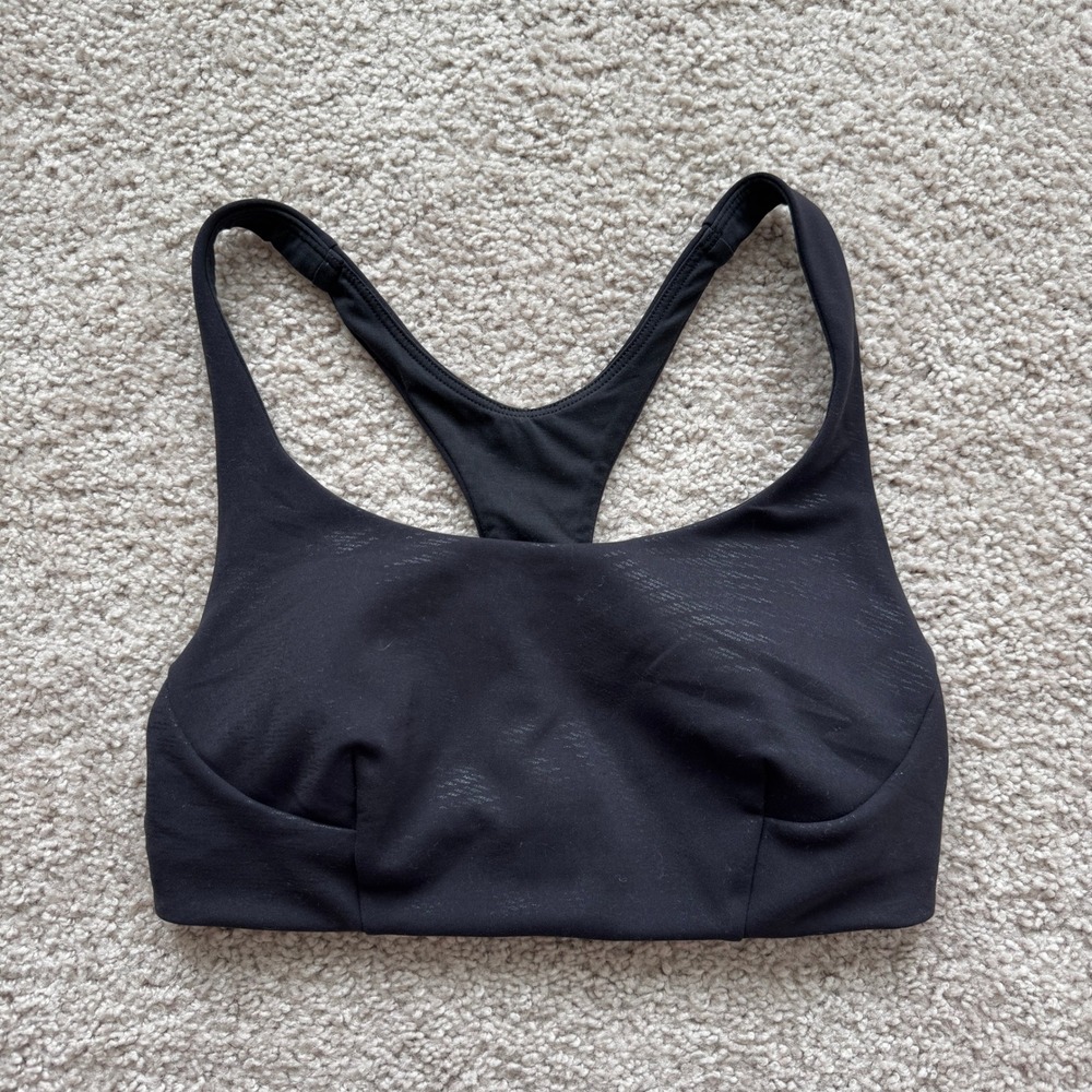 Lululemon Wunder Train Sports Bra Black Shimmer Racerback Yoga Size 4